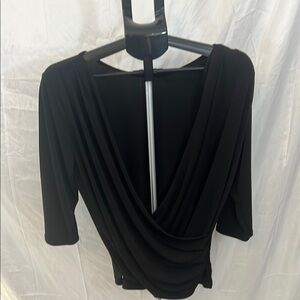 Elegant Black Drape Blouse by Moda
